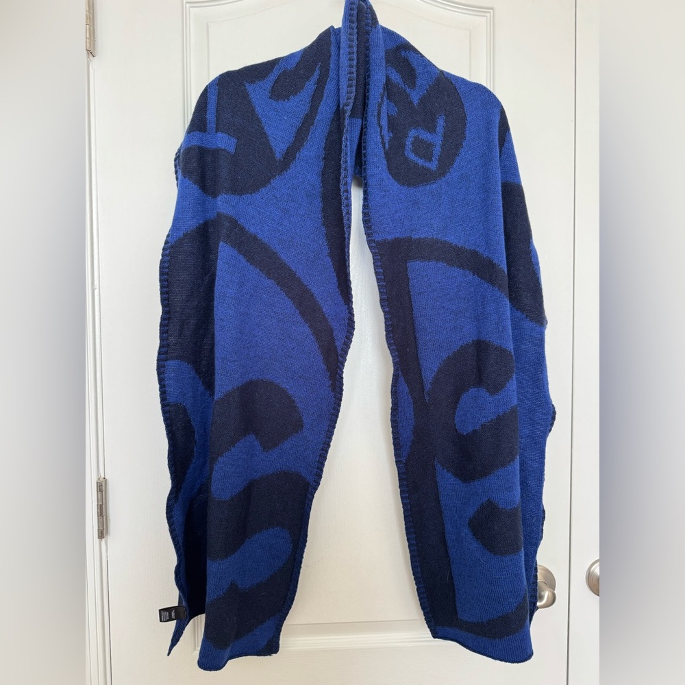 Like New Paul Smith Blue and Black 100% Wool Scarf- Unisex